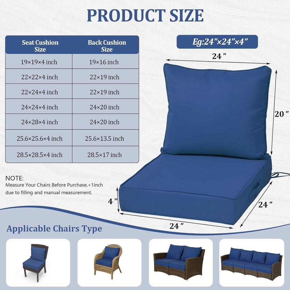 24x24インチの屋外用ディープシートクッション4個セット、 - Outdoor Furniture Cushions 24 X 24 のレビューと価格