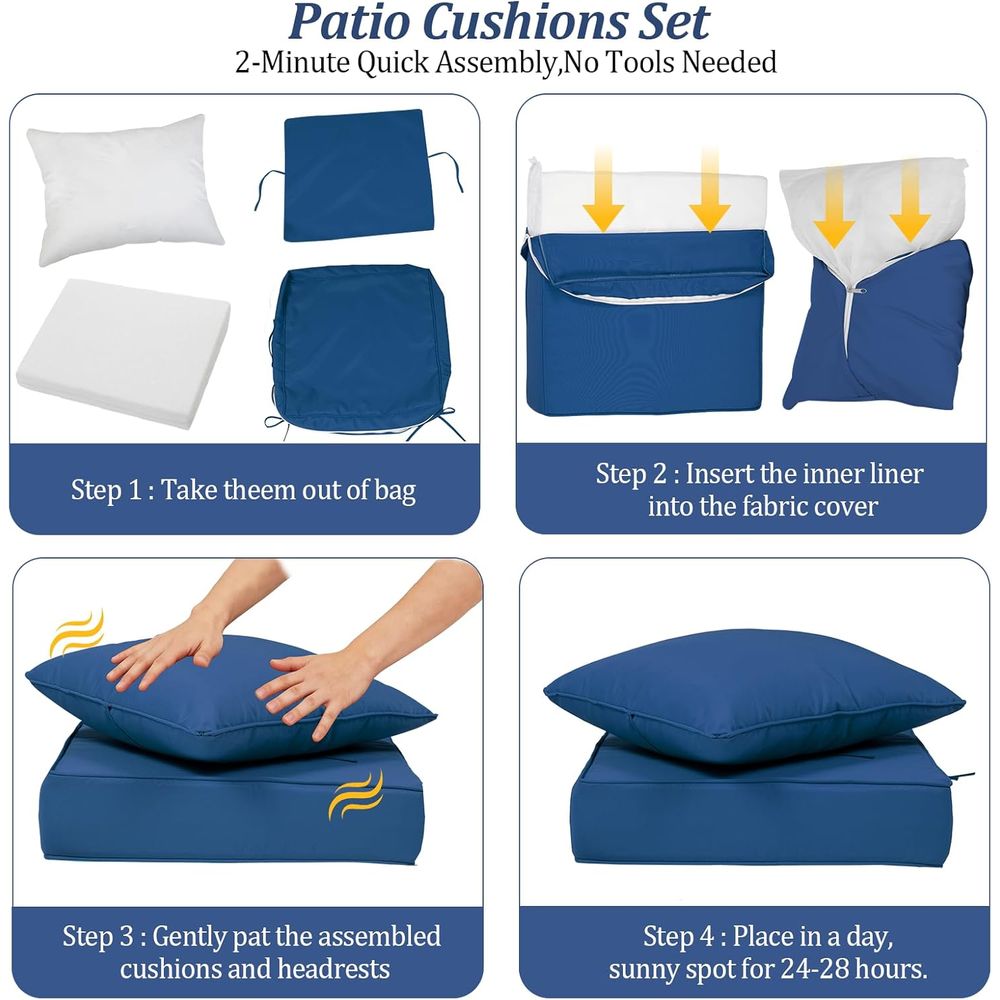 24x24インチの屋外用ディープシートクッション4個セット、 - Outdoor Furniture Cushions 24 X 24 のレビューと価格