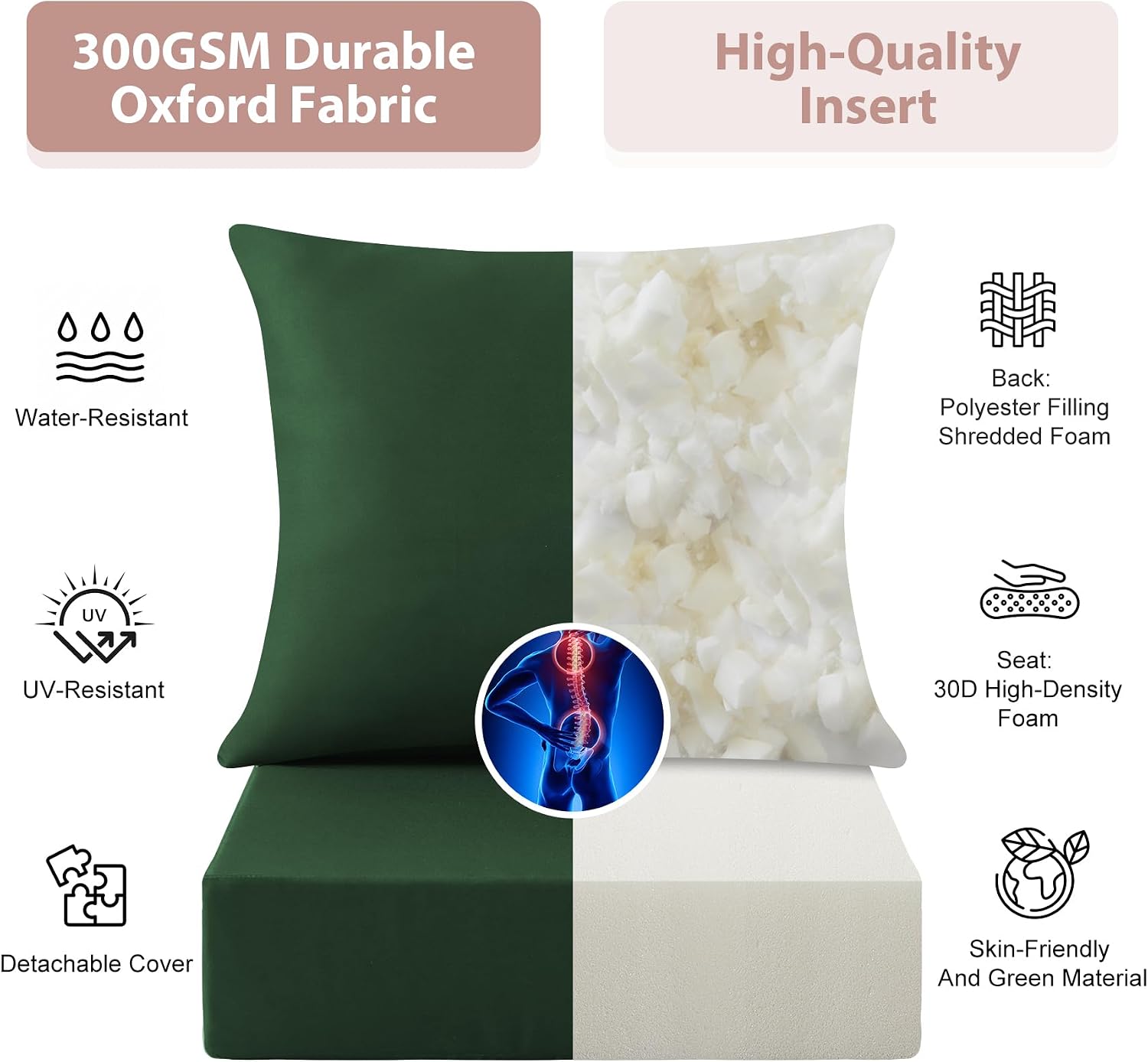 屋外用ディープシートクッションセット、24x24インチ、フォ - Outdoor Furniture Cushions 24 X 24 のレビューと価格