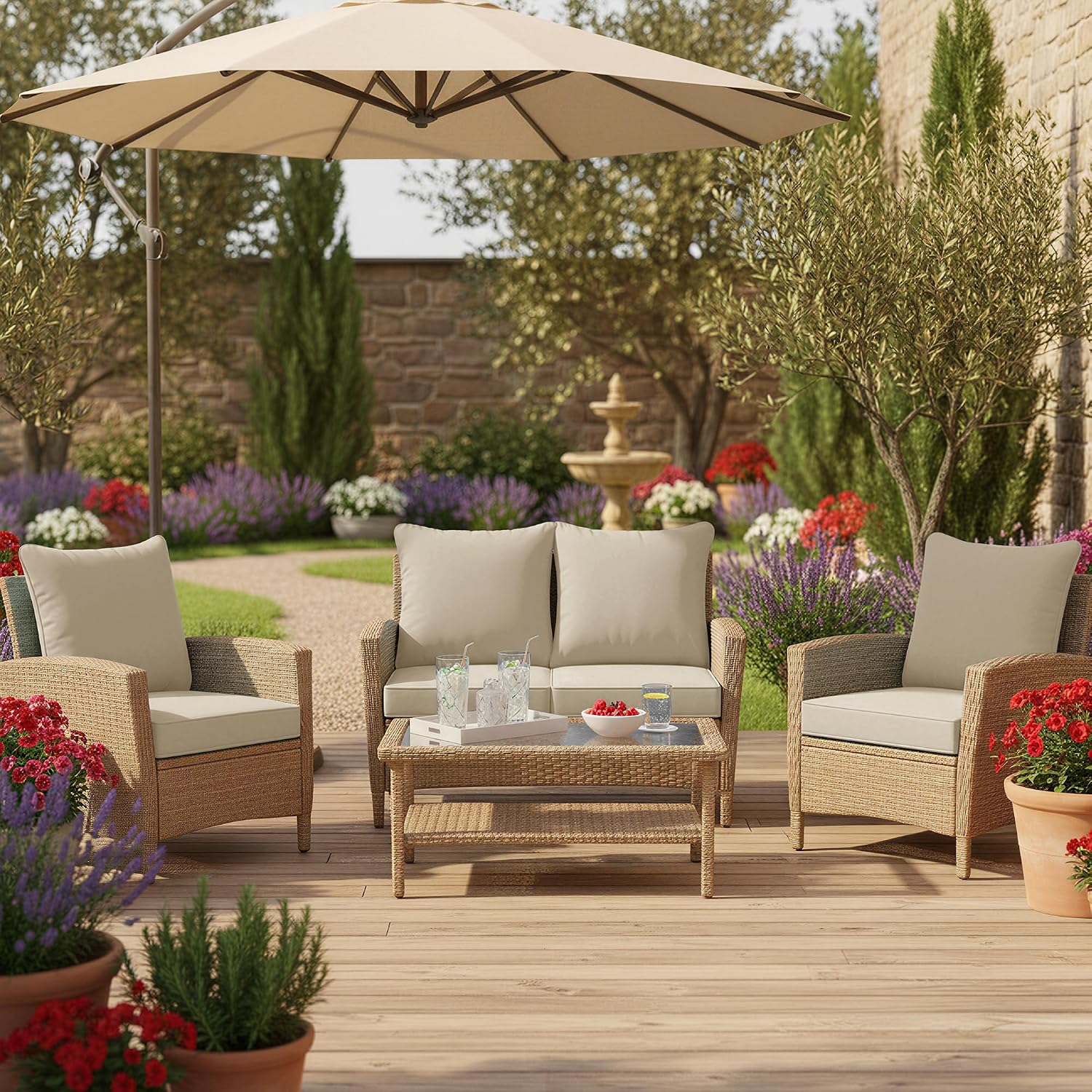 アウトドアチェアクッション4個セット、24 x 24インチ、 - Outdoor Furniture Cushions 24 X 24 のレビューと価格
