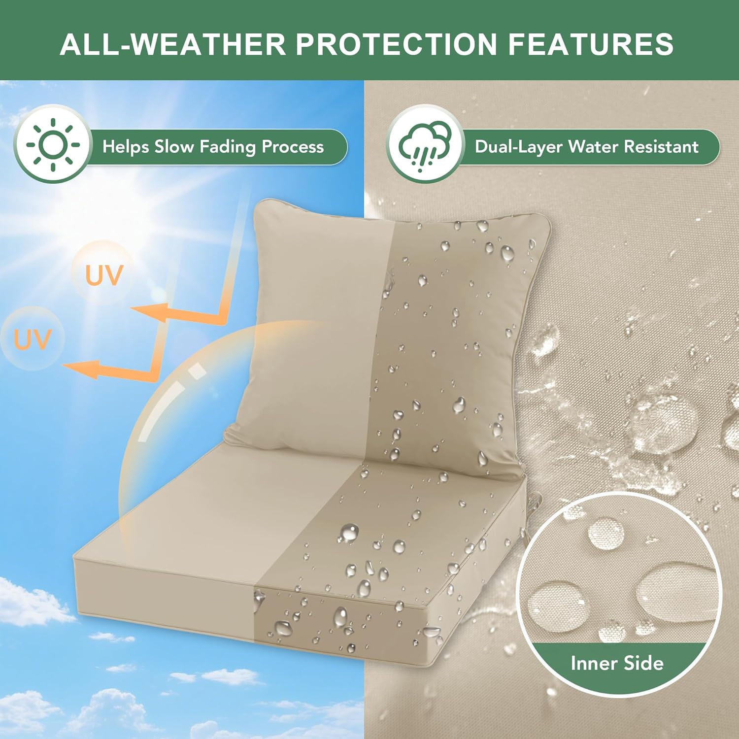アウトドアチェアクッション4個セット、24 x 24インチ、 - Outdoor Furniture Cushions 24 X 24 のレビューと価格