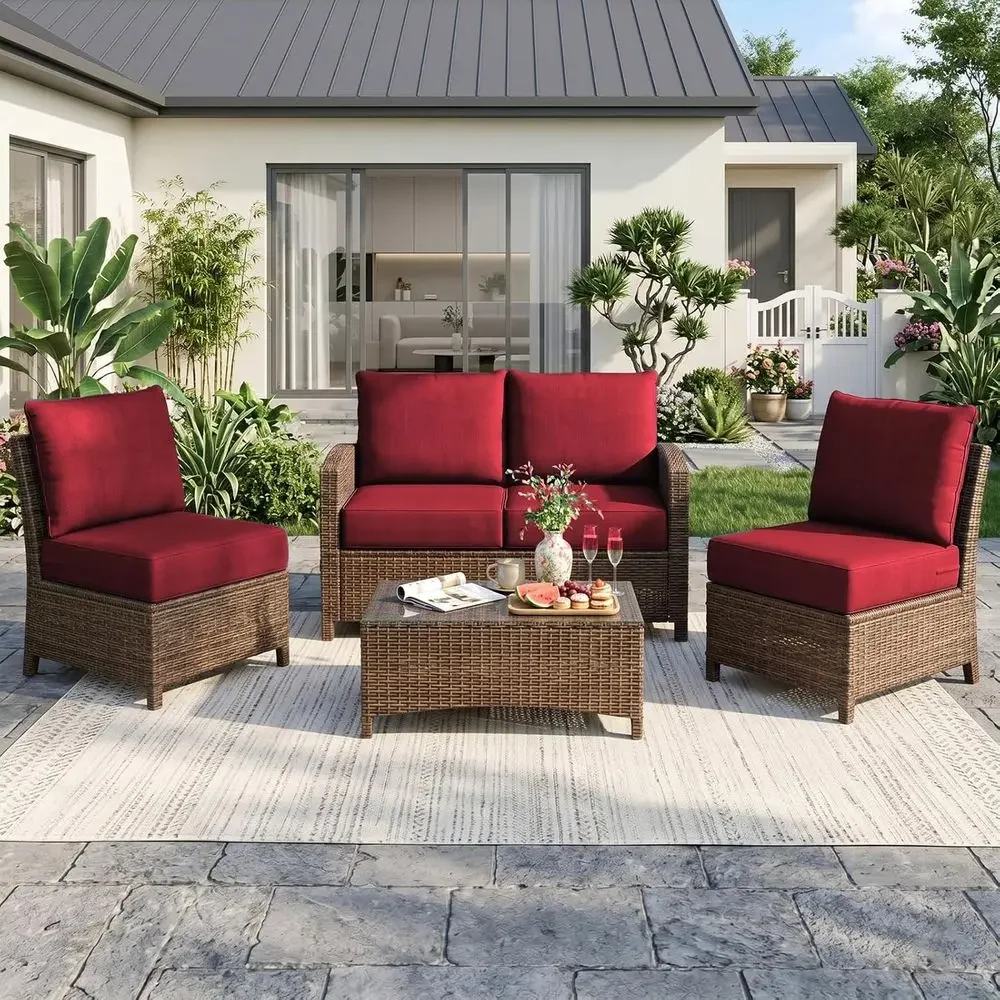 屋外用シートクッションセット - 4 x 24インチの正方形 - Outdoor Furniture Cushions 24 X 24 のレビューと価格