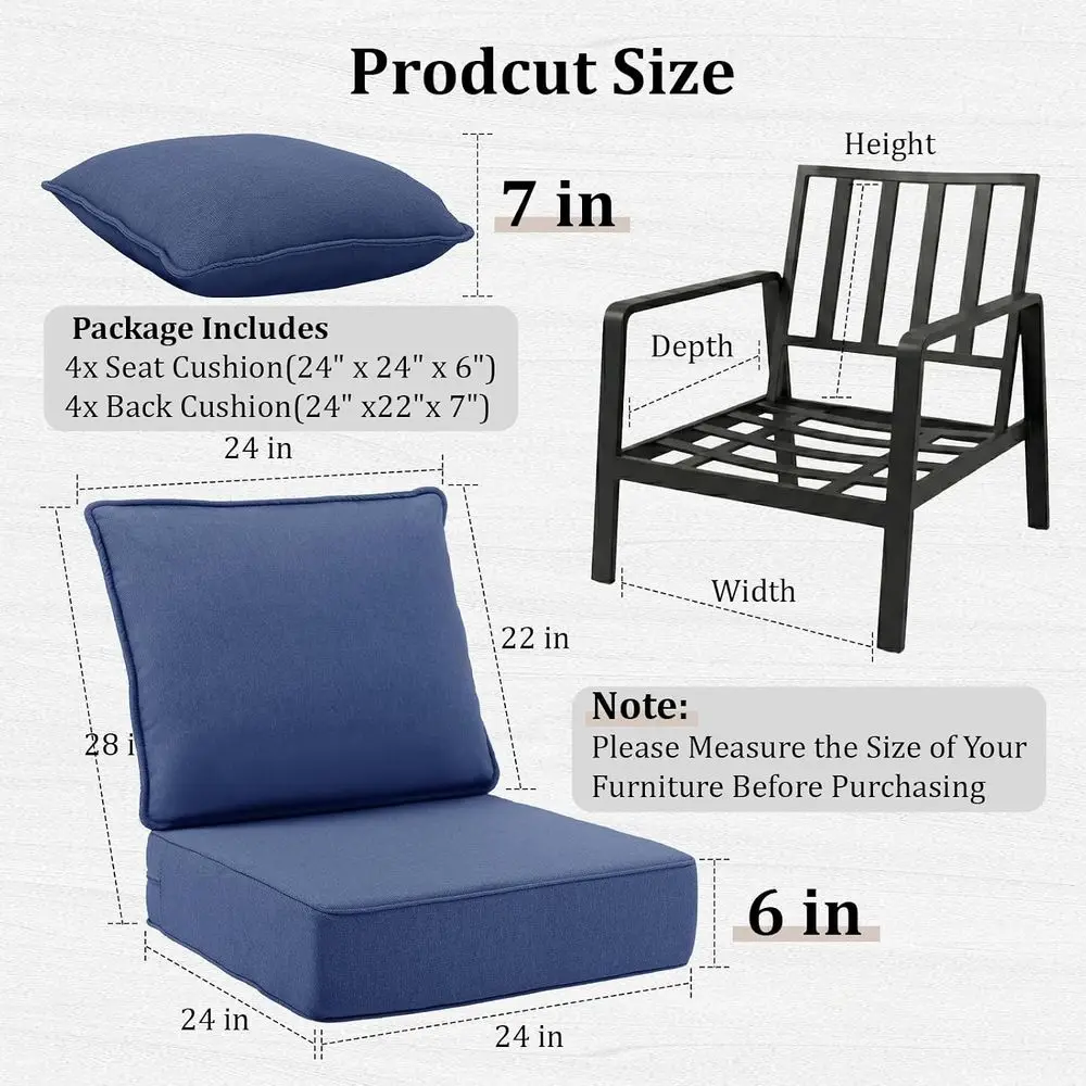 厚手の屋外用チェアクッション6枚、24x24パティオ家具クッ - Outdoor Furniture Cushions 24 X 24 のレビューと価格