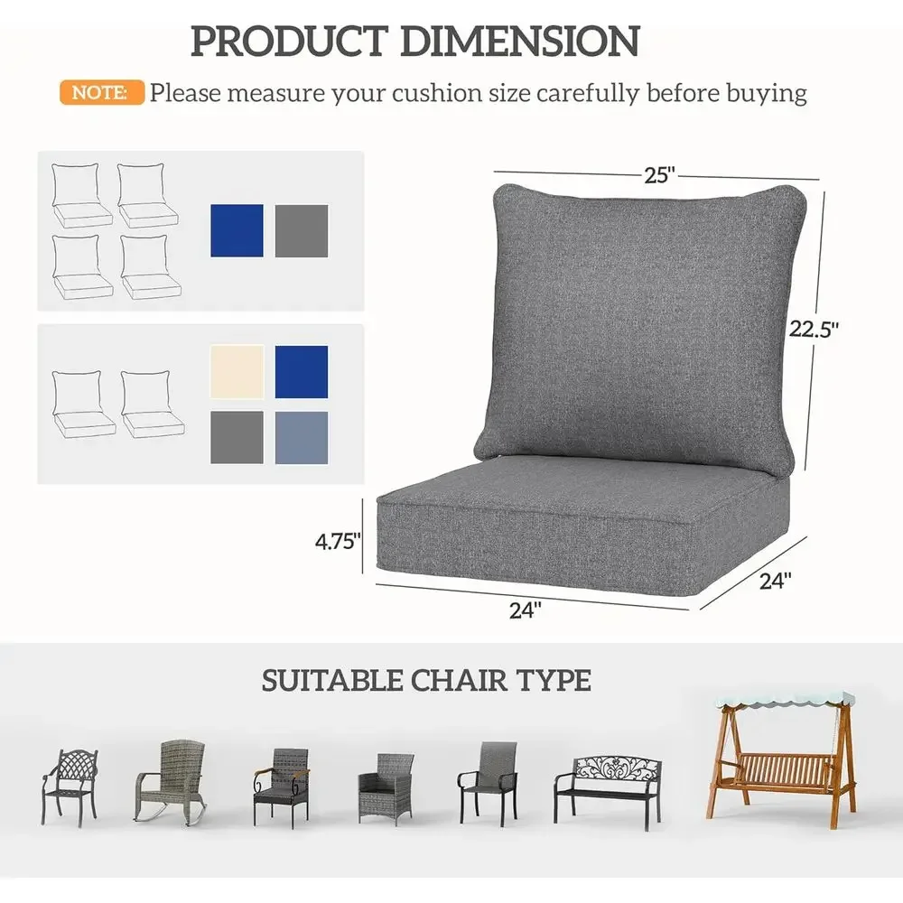 耐候性のある屋外用チェアクッション2個セット、24x24イン - Outdoor Furniture Cushions 24 X 24 のレビューと価格