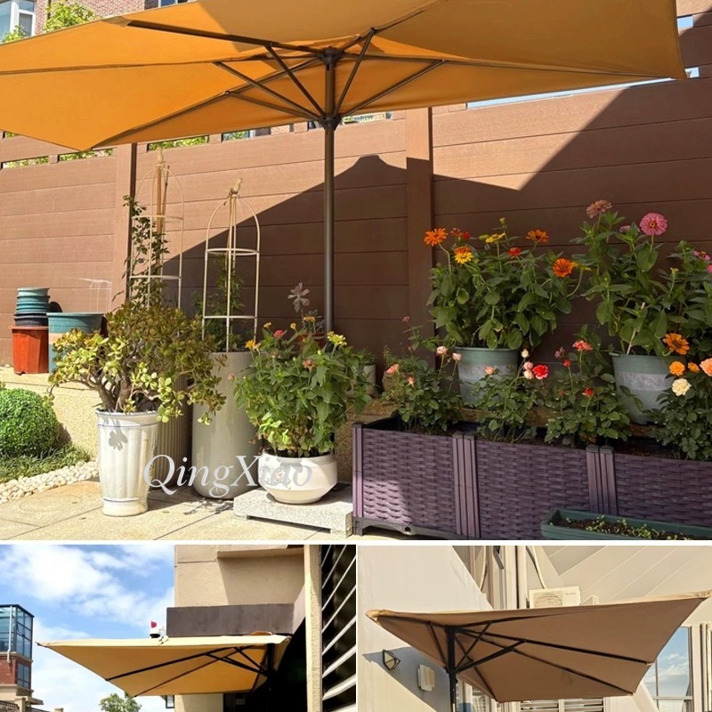 屋外用壁掛け日よけパラソル 防水UVカット 正方形ハーフサン - Outdoor Furniture Store のレビューと価格