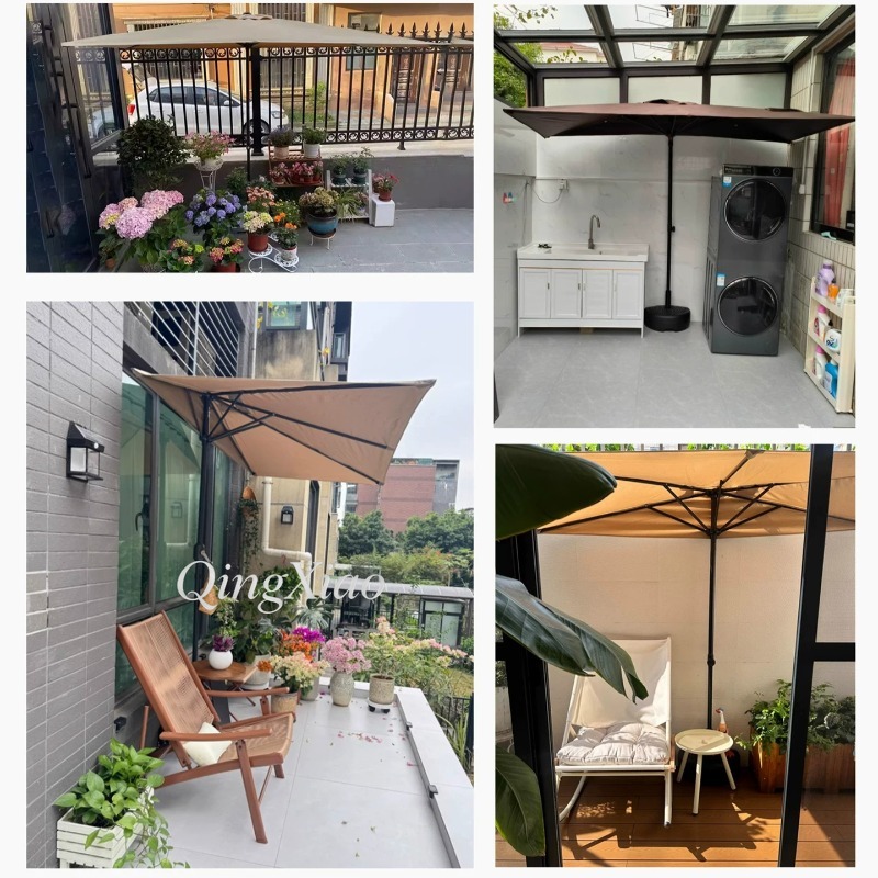 屋外用壁掛け日よけパラソル 防水UVカット 正方形ハーフサン - Outdoor Furniture Store のレビューと価格