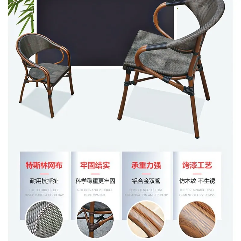 屋外パティオ家具セット 3点セット メッシュラタンチェアとテ - Outdoor Furniture Store のレビューと価格