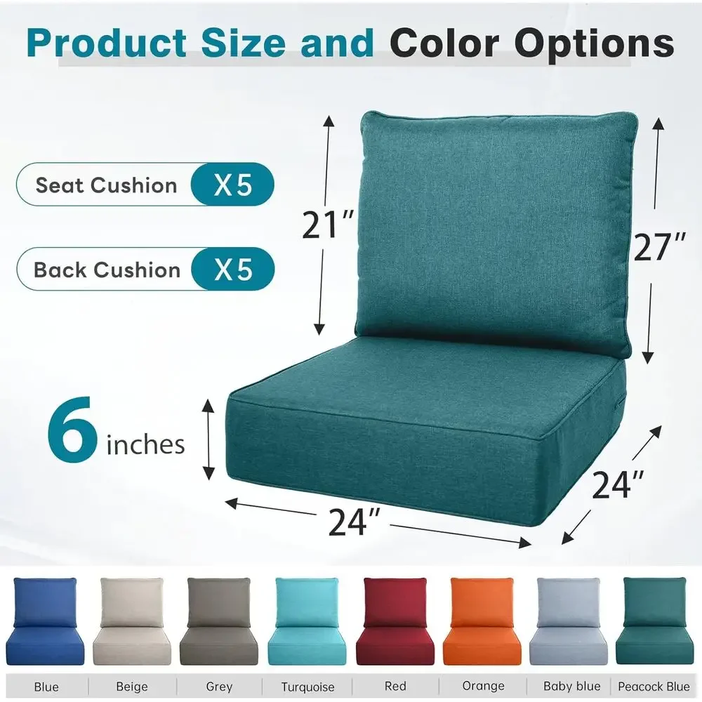 厚手の屋外用クッション6点セット - 24x24インチの耐久 - Outdoor Furniture Cushions 24 X 24 のレビューと価格