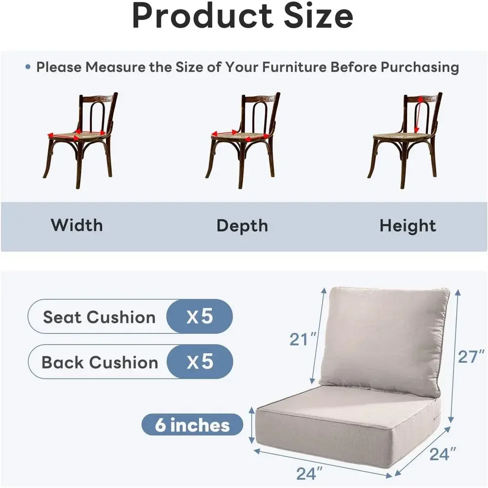 厚手の屋外用チェアクッション6個（5パック） - 24 x  - Outdoor Furniture Cushions 24 X 24 のレビューと価格